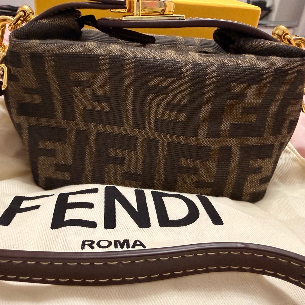 Fendi Crossbody Bag in Brown with Gold Accents - Picture 2 of 9